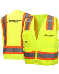 Class 2 Solid Front with Mesh Back Safety Vest